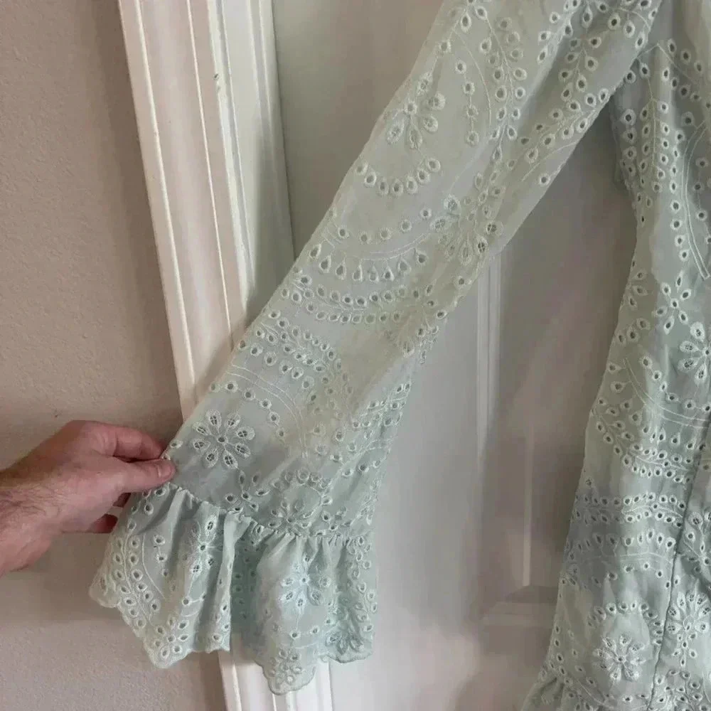 89 Majorelle Esmeralda Seafoam Green Eyelet Dress Size Small - Picture 4 of 8